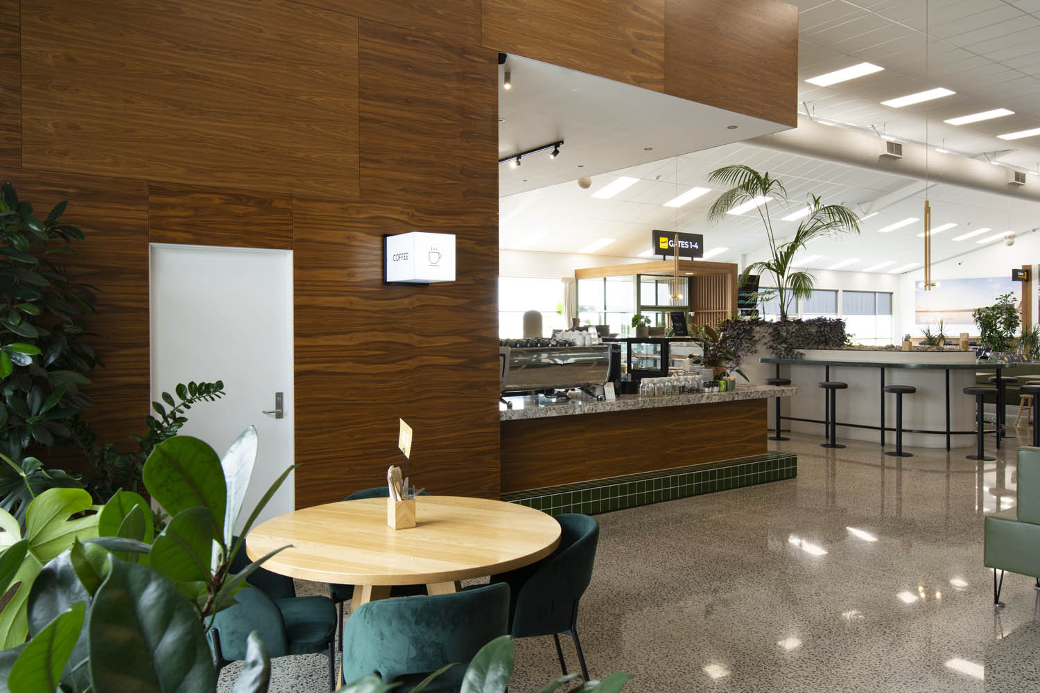 Table Seating Area - Terrace Airside Rotorua Cafe Fitout by Redwood Joinery